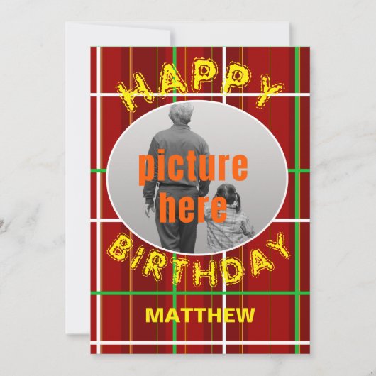 Glücklicher Geburtstagsfeier Karo Kariert Geburtst Einladung (Vorderseite)