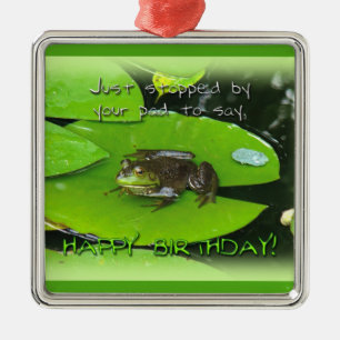 Glücklicher Geburtstagsgruß - Bullfrog auf Lily Pa Silbernes Ornament