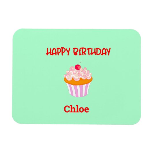 Glücklicher Geburtstagskuchen Personalisiert mit N Magnet (Horizontal)