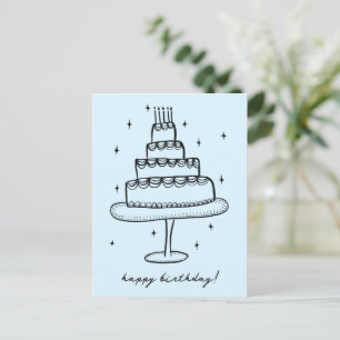 Glücklicher Geburtstagskuchen Whimsical Sketch Doo Postkarte