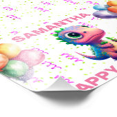 GLÜCKLICHER GEBURTSTAGSPINK T REX FOTODRUCK (Ecke)