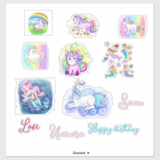 Glücklicher Geburtstagssymbole Aufkleber - Cartoon (Blatt)