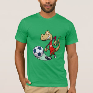 Glücklicher Gecko Fußballstar kickt Fußball Cartoo T-Shirt