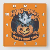 Glücklicher Geist aus einem Kürbis zu Halloween Quadratische Wanduhr (Vorderseite)