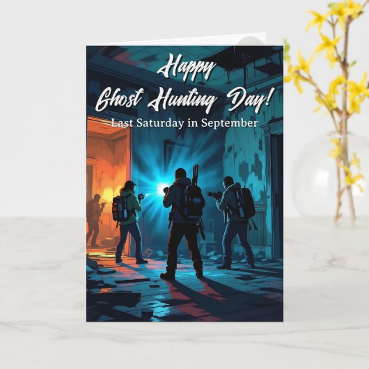 Glücklicher Geisterjagdtag! Funny Holiday Karte (Gelbe Blume)