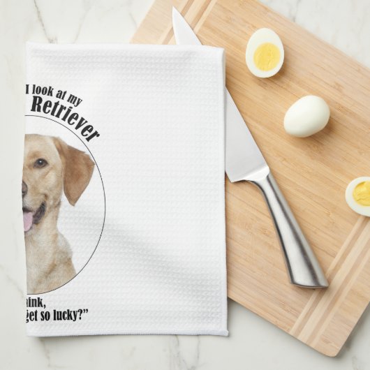 Glücklicher Gelbe Labrador Geschirrtuch (Viertel Falte)