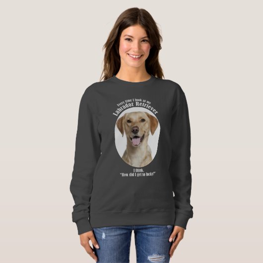 Glücklicher Gelbe Labrador Sweatshirt (Vorne ganz)
