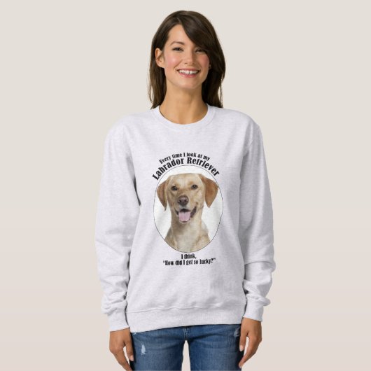 Glücklicher Gelbe Labrador Sweatshirt (Vorne ganz)