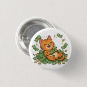 Glücklicher Geldkatzen-Button Button (Vorne & Hinten)