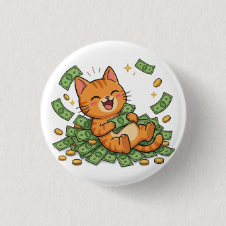Glücklicher Geldkatzen-Button Button