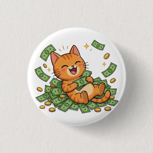 Glücklicher Geldkatzen-Button Button (Vorderseite)