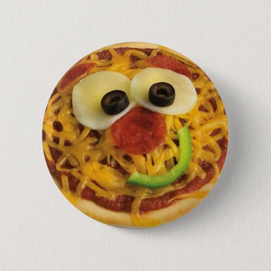 Glücklicher Gesichts-Pizza-Knopf Button (Vorderseite)