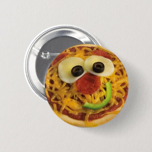 Glücklicher Gesichts-Pizza-Knopf Button (Vorne & Hinten)