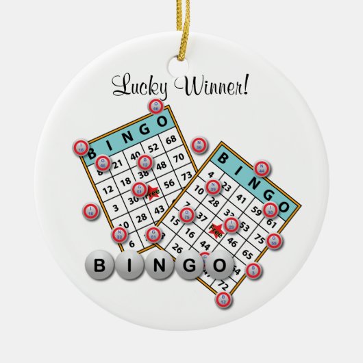 Glücklicher Gewinner Bingo Thema Dedication Keramikornament (Vorne)