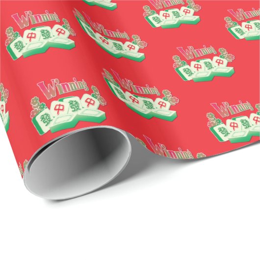 glücklicher Gewinner Mahjong Geschenkpapier (Rolleneckpunkt)