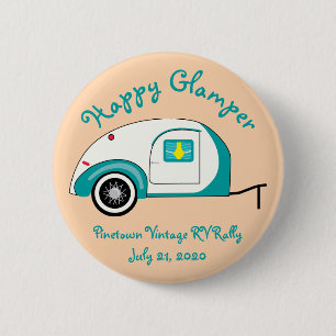 Glücklicher Glamper Aquamarin Vintage Tränenanhäng Button