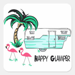 Glücklicher Glamper Quadratischer Aufkleber