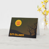 Glücklicher glücklicher Mond Halloweens Karte (Gelbe Blume)