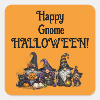 Glücklicher Gnom Halloween Quadratische Aufkleber