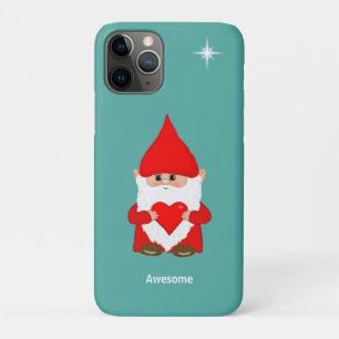 Glücklicher Gnom mit Herz auf teal Case-Mate iPhon iPhone Hülle