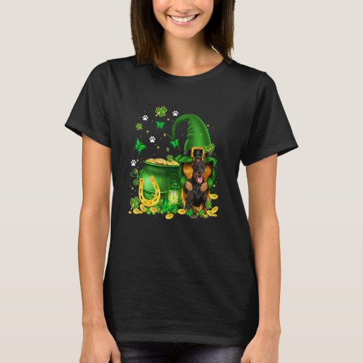 Glücklicher Gnom U2013 Gnom Umarme Dobermann Hund T-Shirt (Vorderseite)