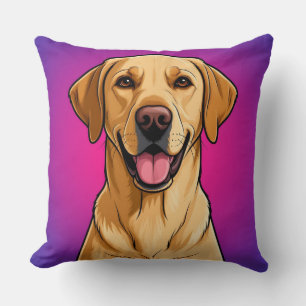 Glücklicher Golden Retriever Cartoon-Porträt Kissen