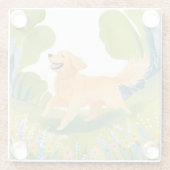 Glücklicher Golden Retriever | Hell Wasserfarbe Glasuntersetzer (Rückseite)