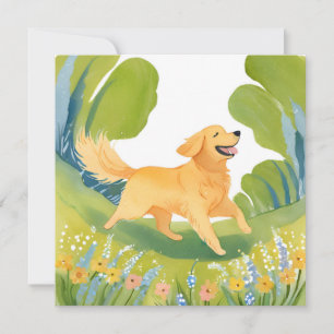 Glücklicher Golden Retriever   Leichte Aquarellmal Dankeskarte