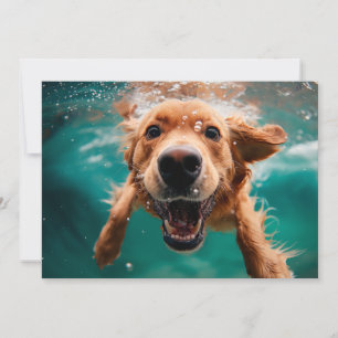 Glücklicher Golden Retriever Schwimmt Unterwasser Karte