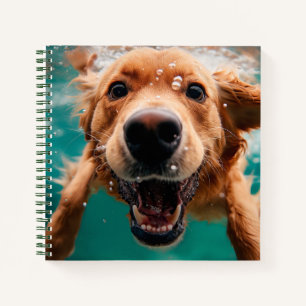 Glücklicher Golden Retriever Schwimmt Unterwasser Notizblock
