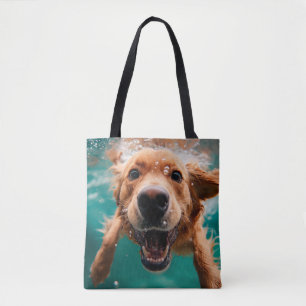 Glücklicher Golden Retriever Schwimmt Unterwasser Tasche