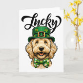 Glücklicher Goldendoodle Hund St. Patrick Tag Kind Karte (Gelbe Blume)