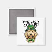 Glücklicher Goldendoodle-Hund St. Patrick's Day Ki Magnet (Vorderseite/Rückseite)