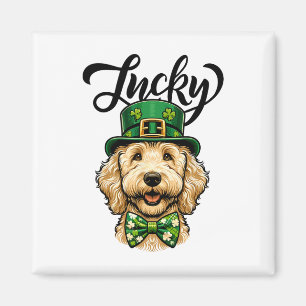 Glücklicher Goldendoodle-Hund St. Patrick's Day Ki Magnet