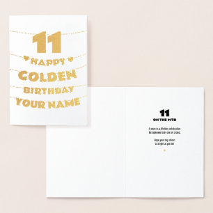 Glücklicher goldener Geburtstag, 11. Geburtstag Go Folienkarte
