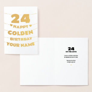 Glücklicher goldener Geburtstag, 24. Geburtstag Go Folienkarte
