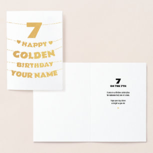 Glücklicher goldener Geburtstag, 7. Geburtstag Gol Folienkarte