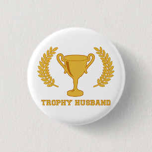 Glücklicher goldener Trophäe-Ehemann Button