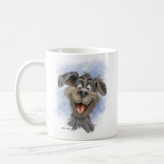 Glücklicher grinsender Hund – Süße Hunde-Comicfigu Kaffeetasse (Links)