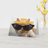 Glücklicher Großeltertag - Coole Katze Karte (Gelbe Blume)