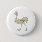 Glücklicher größerer Rhea-Cartoon Button (Vorderseite)