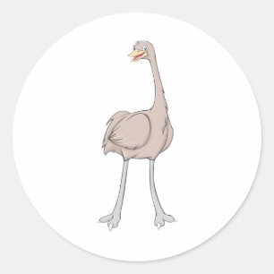 Glücklicher größerer Rhea-Vogel Runder Aufkleber