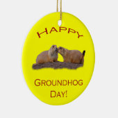 Glücklicher Groundhog Day-Kuss Keramik Ornament (Rechts)