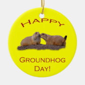 Glücklicher Groundhog Day-Kuss Keramik Ornament (Vorne)