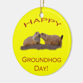 Glücklicher Groundhog Day-Kuss Keramik Ornament (Links)