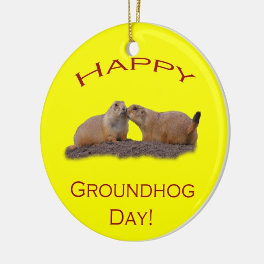 Glücklicher Groundhog Day-Kuss Keramik Ornament (Links)