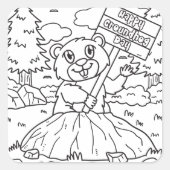 Glücklicher Groundhog Day Quadratischer Aufkleber (Vorderseite)