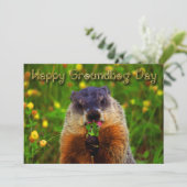 Glücklicher Groundhog Tag Blume essend Einladung (Stehend Vorderseite)