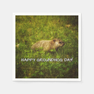 Glücklicher Groundhog Tag!Servietten Serviette