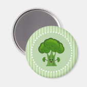 Glücklicher grüner Brokkoli Magnet (Vorderseite/Rückseite)